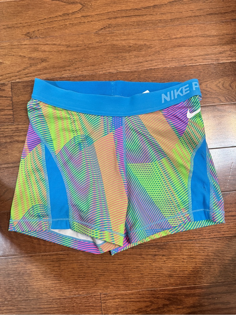 Nike Blue Waistband Multicolor Printed Performance Shorts